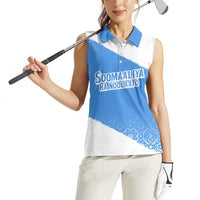 Somalia Women Sleeveless Polo Shirt with Soomaaliya Ha Noolaato Nomad Moon Flag Spirit