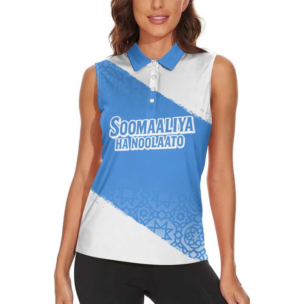 Somalia Women Sleeveless Polo Shirt with Soomaaliya Ha Noolaato Nomad Moon Flag Spirit