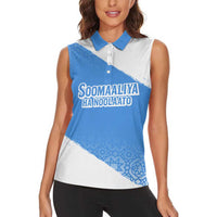 Somalia Women Sleeveless Polo Shirt with Soomaaliya Ha Noolaato Nomad Moon Flag Spirit