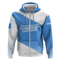 Somalia Zip Hoodie with Soomaaliya Ha Noolaato Nomad Moon Flag Spirit