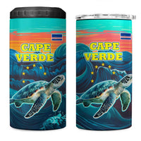 Cape Verde 4 in 1 Can Cooler Tumbler with Loggerhead Sea Turtle Ocean Sunset Spirit