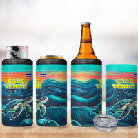 Cape Verde 4 in 1 Can Cooler Tumbler with Loggerhead Sea Turtle Ocean Sunset Spirit