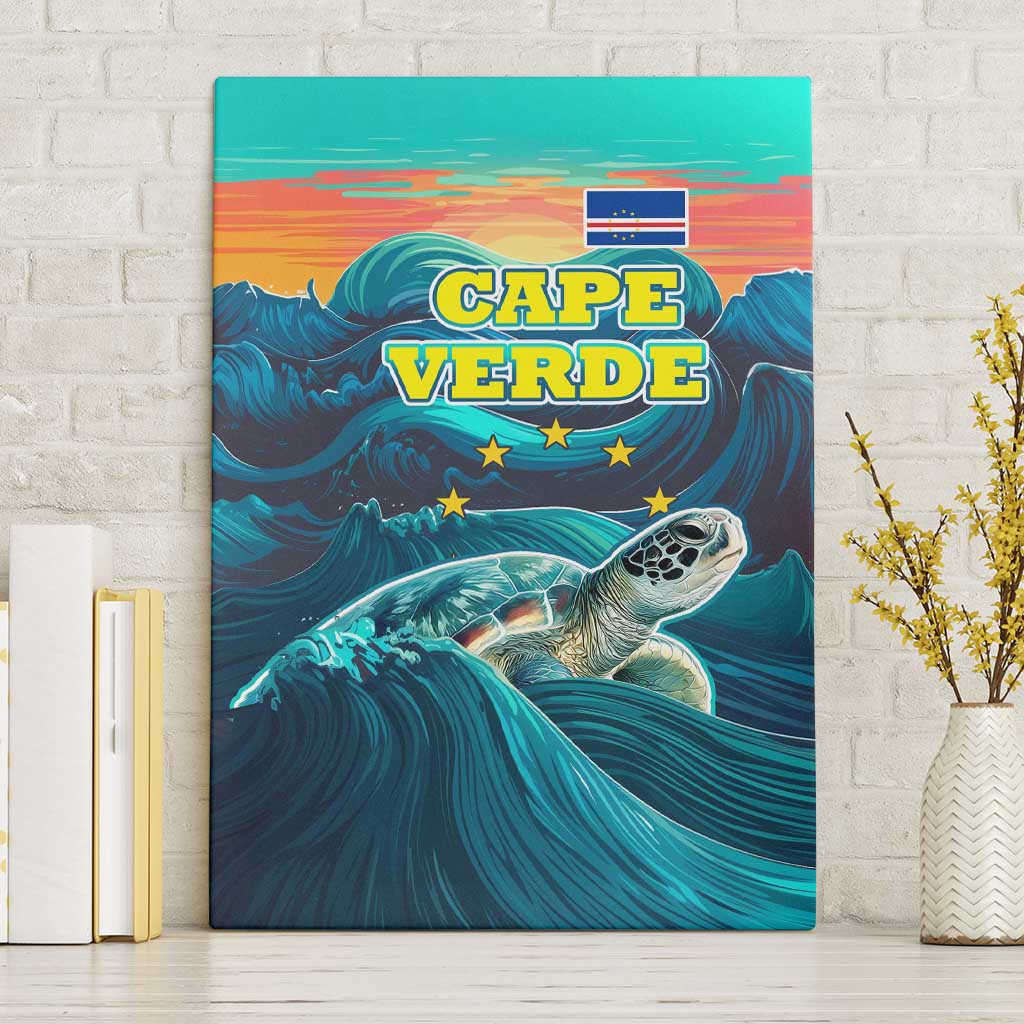 Cape Verde Canvas Wall Art with Loggerhead Sea Turtle Ocean Sunset Spirit