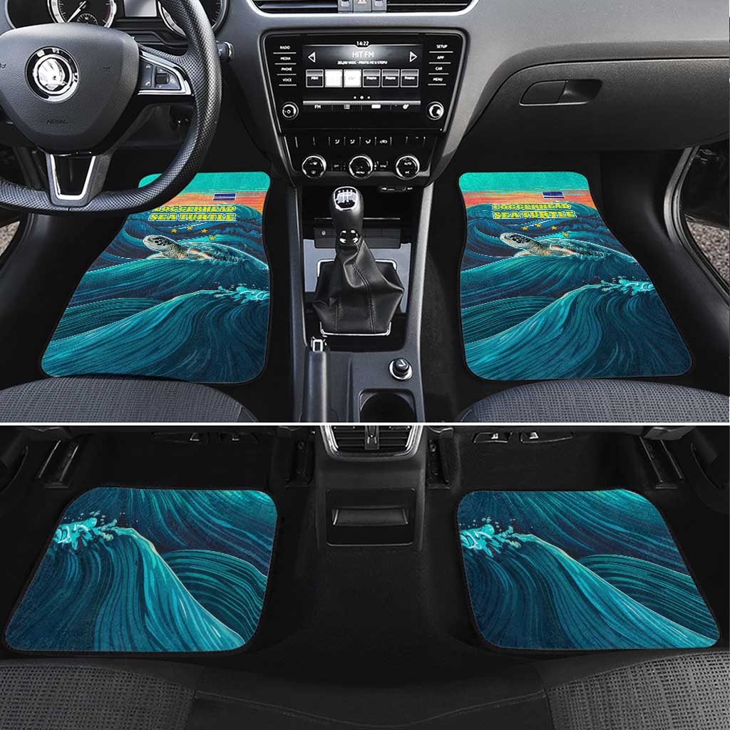 Cape Verde Car Mats with Loggerhead Sea Turtle Ocean Sunset Spirit