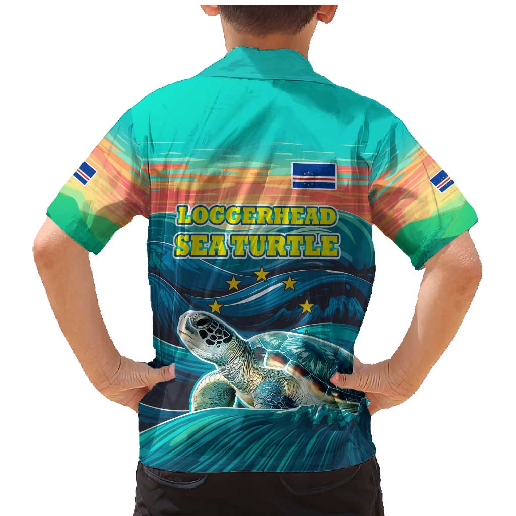 Cape Verde Family Matching Mermaid Dress and Hawaiian Shirt with Loggerhead Sea Turtle Ocean Sunset Spirit