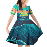 Cape Verde Family Matching Off Shoulder Short Dress and Hawaiian Shirt with Loggerhead Sea Turtle Ocean Sunset Spirit