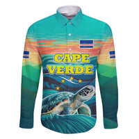 Cape Verde Family Matching Short Sleeve Bodycon Dress and Hawaiian Shirt with Loggerhead Sea Turtle Ocean Sunset Spirit