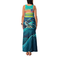 Cape Verde Family Matching Tank Maxi Dress and Hawaiian Shirt with Loggerhead Sea Turtle Ocean Sunset Spirit