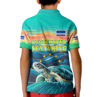 Cape Verde Kid Polo Shirt with Loggerhead Sea Turtle Ocean Sunset Spirit