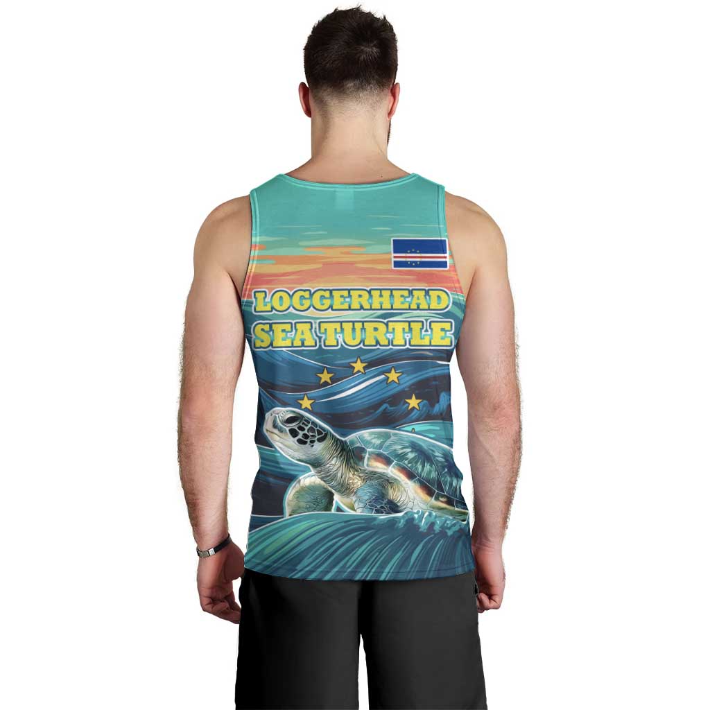 Cape Verde Men Tank Top with Loggerhead Sea Turtle Ocean Sunset Spirit