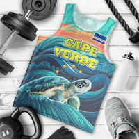 Cape Verde Men Tank Top with Loggerhead Sea Turtle Ocean Sunset Spirit