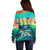 Cape Verde Off Shoulder Sweater with Loggerhead Sea Turtle Ocean Sunset Spirit
