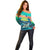 Cape Verde Off Shoulder Sweater with Loggerhead Sea Turtle Ocean Sunset Spirit