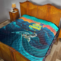 Cape Verde Quilt with Loggerhead Sea Turtle Ocean Sunset Spirit