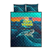 Cape Verde Quilt Bed Set with Loggerhead Sea Turtle Ocean Sunset Spirit