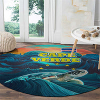 Cape Verde Round Carpet with Loggerhead Sea Turtle Ocean Sunset Spirit