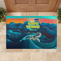 Cape Verde Rubber Doormat with Loggerhead Sea Turtle Ocean Sunset Spirit
