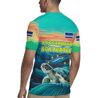 Cape Verde Rugby Jersey with Loggerhead Sea Turtle Ocean Sunset Spirit