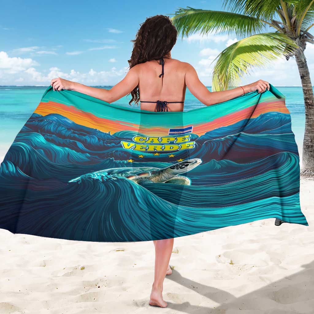 Cape Verde Sarong with Loggerhead Sea Turtle Ocean Sunset Spirit