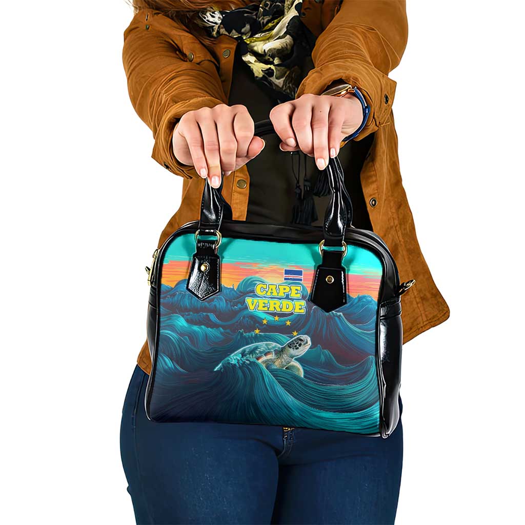 Cape Verde Shoulder Handbag with Loggerhead Sea Turtle Ocean Sunset Spirit