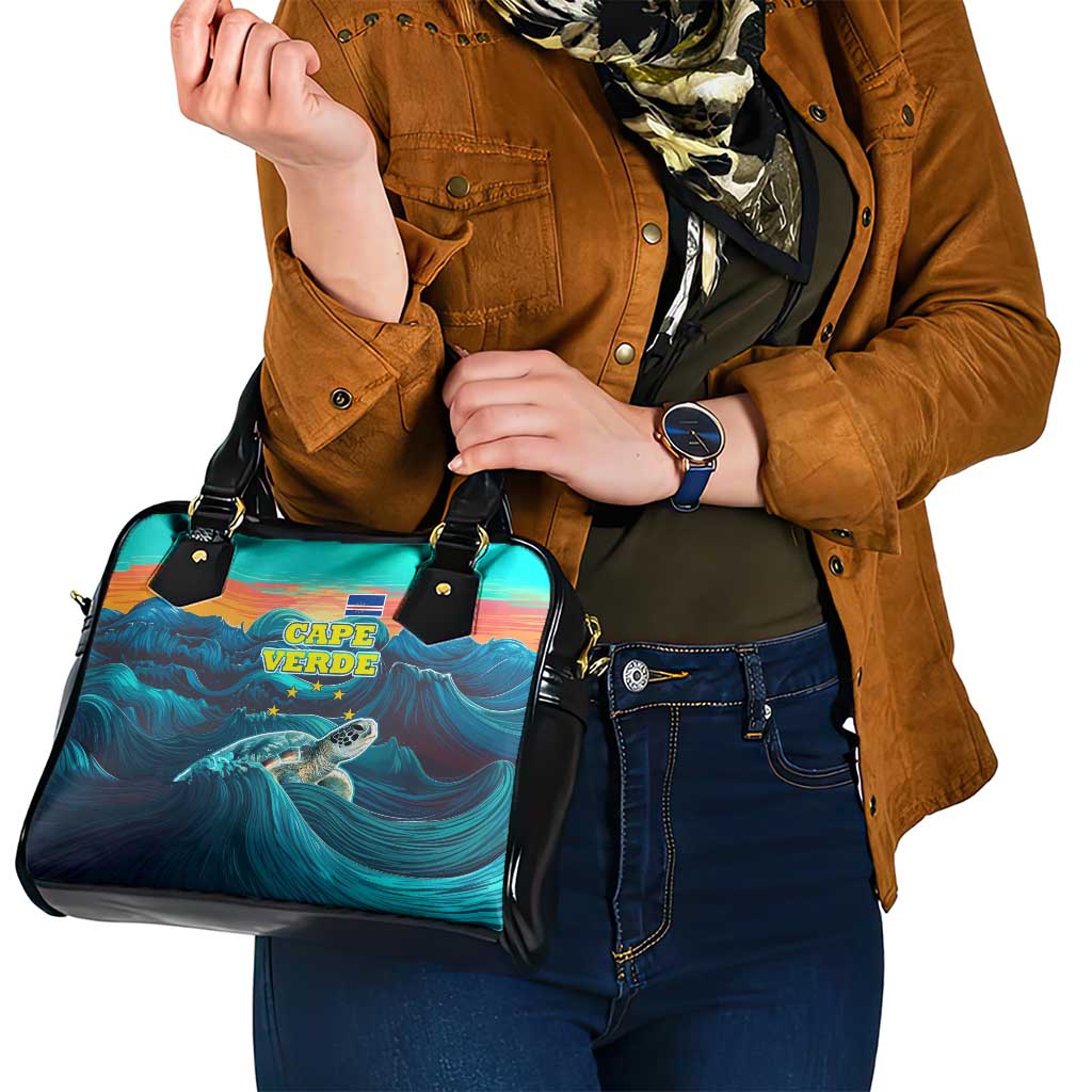 Cape Verde Shoulder Handbag with Loggerhead Sea Turtle Ocean Sunset Spirit