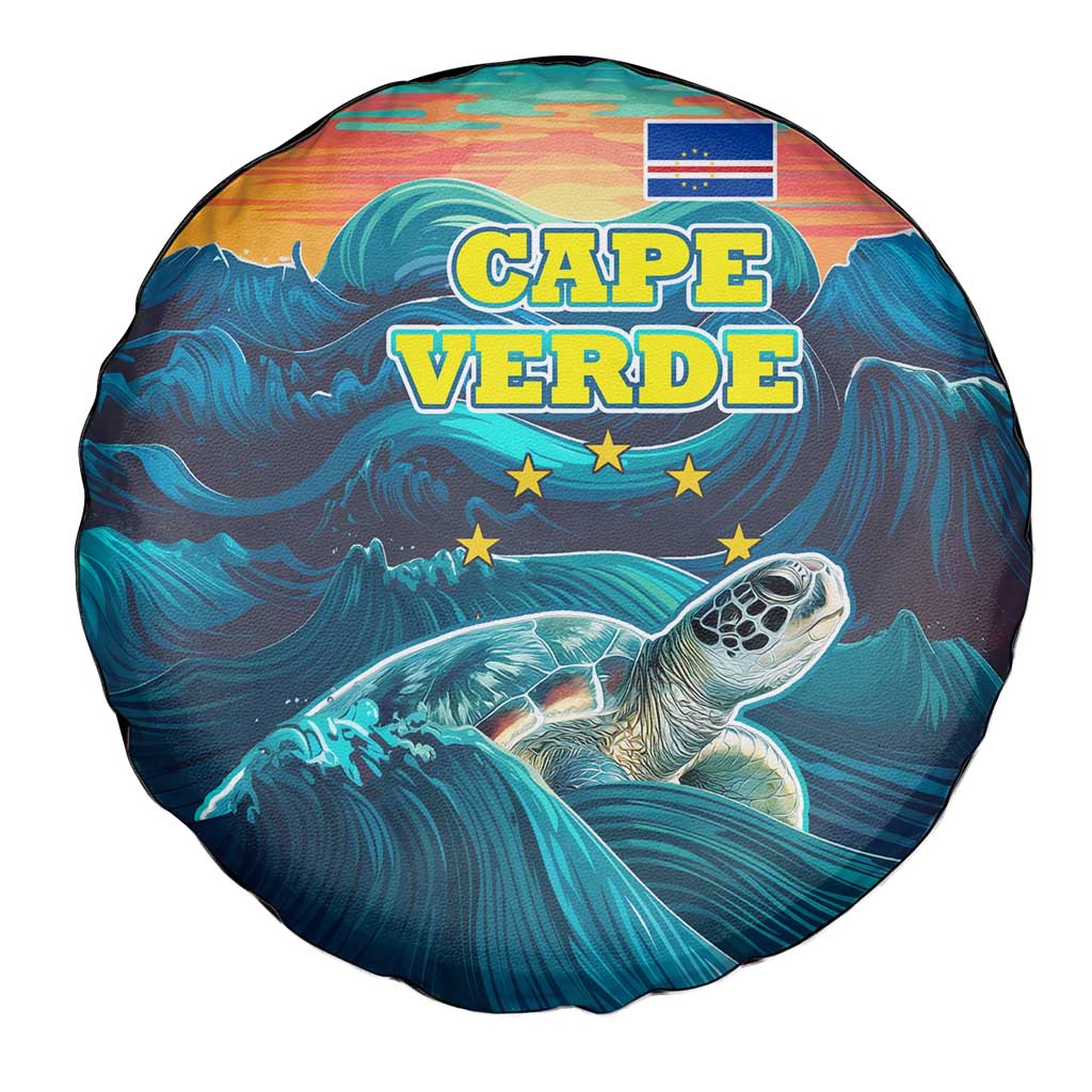 Cape Verde Spare Tire Cover with Loggerhead Sea Turtle Ocean Sunset Spirit