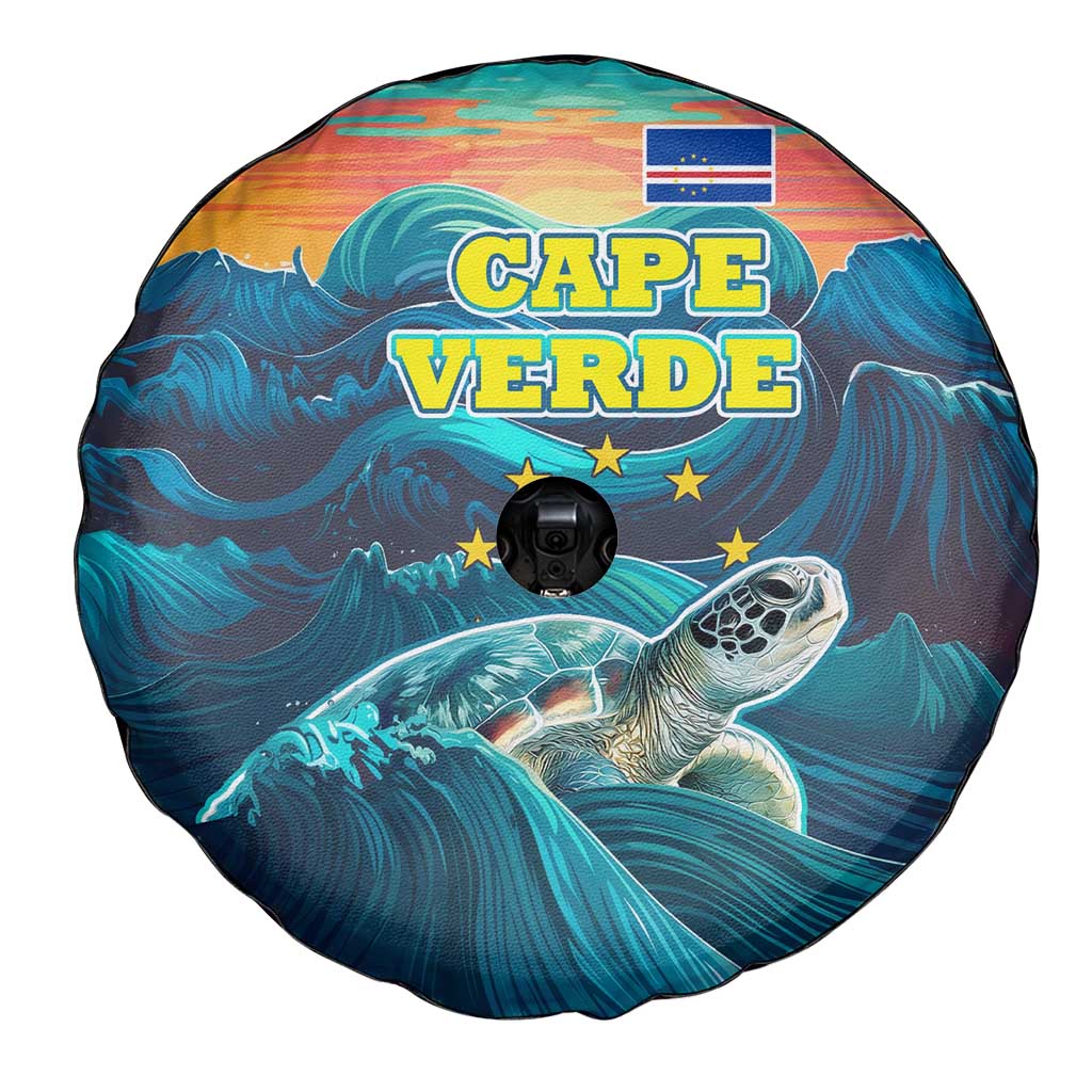 Cape Verde Spare Tire Cover with Loggerhead Sea Turtle Ocean Sunset Spirit