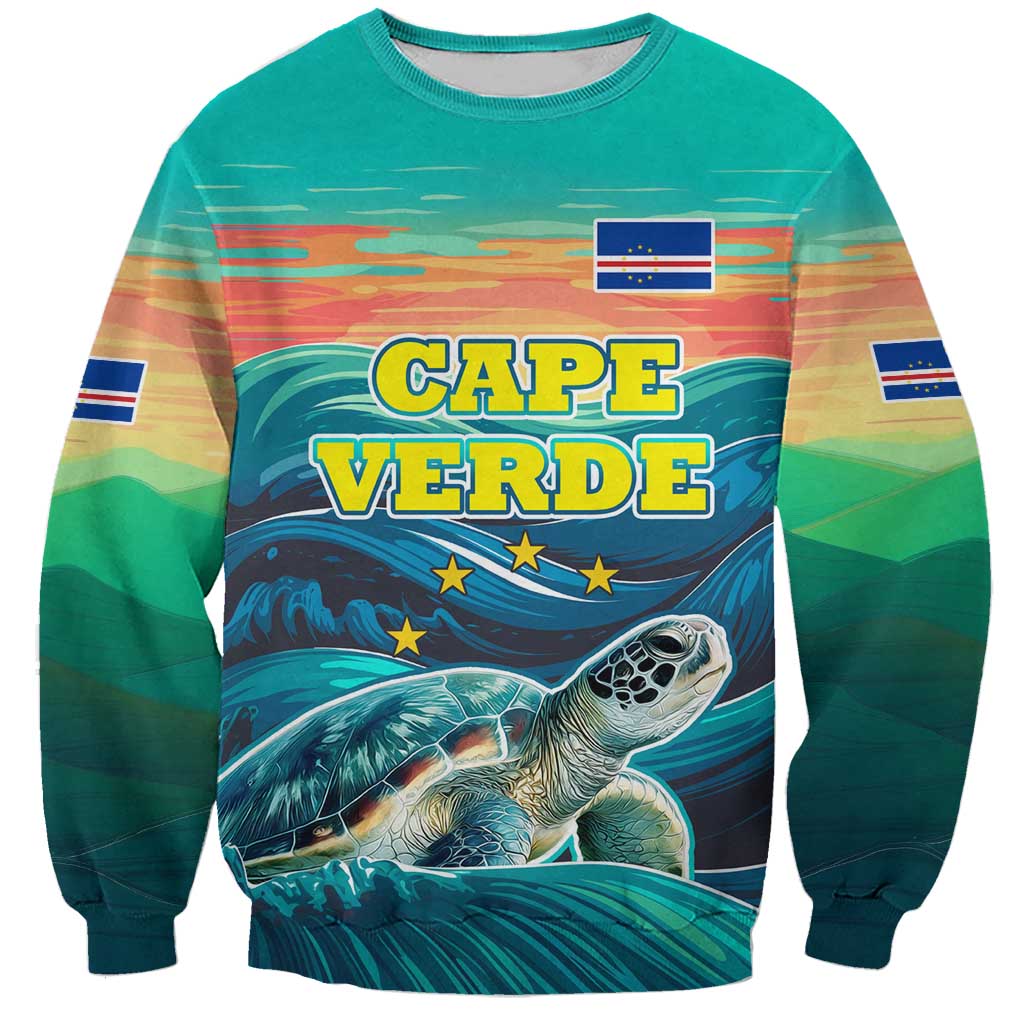 Cape Verde Sweatshirt with Loggerhead Sea Turtle Ocean Sunset Spirit