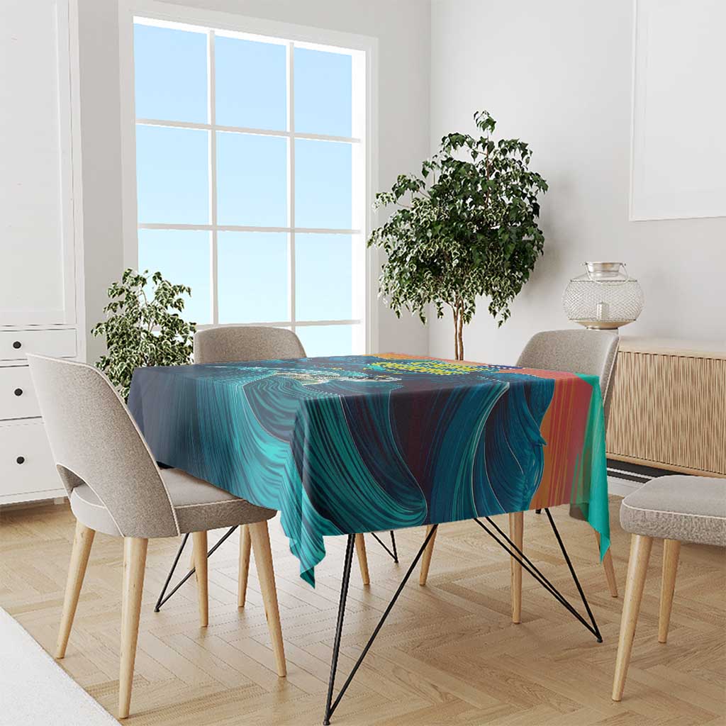 Cape Verde Tablecloth with Loggerhead Sea Turtle Ocean Sunset Spirit