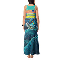 Cape Verde Tank Maxi Dress with Loggerhead Sea Turtle Ocean Sunset Spirit
