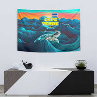 Cape Verde Tapestry with Loggerhead Sea Turtle Ocean Sunset Spirit