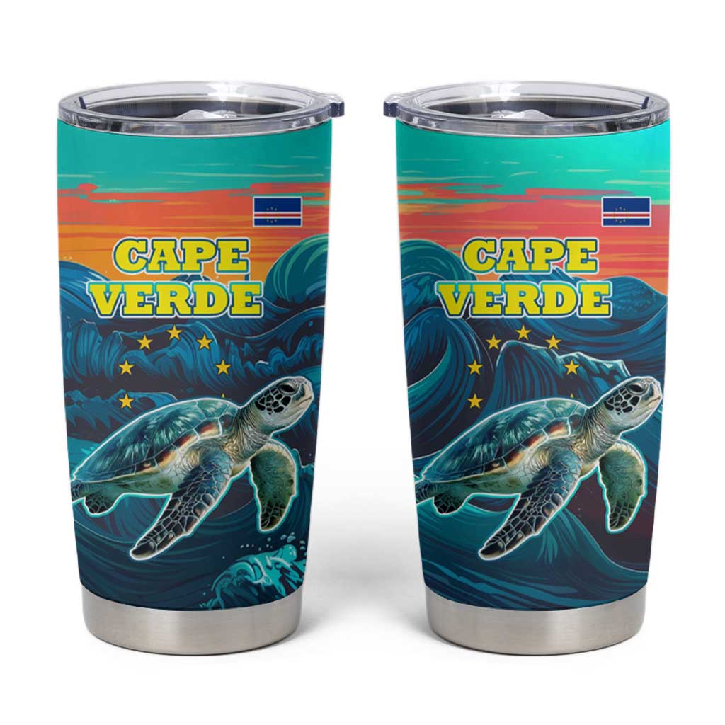 Cape Verde Tumbler Cup with Loggerhead Sea Turtle Ocean Sunset Spirit
