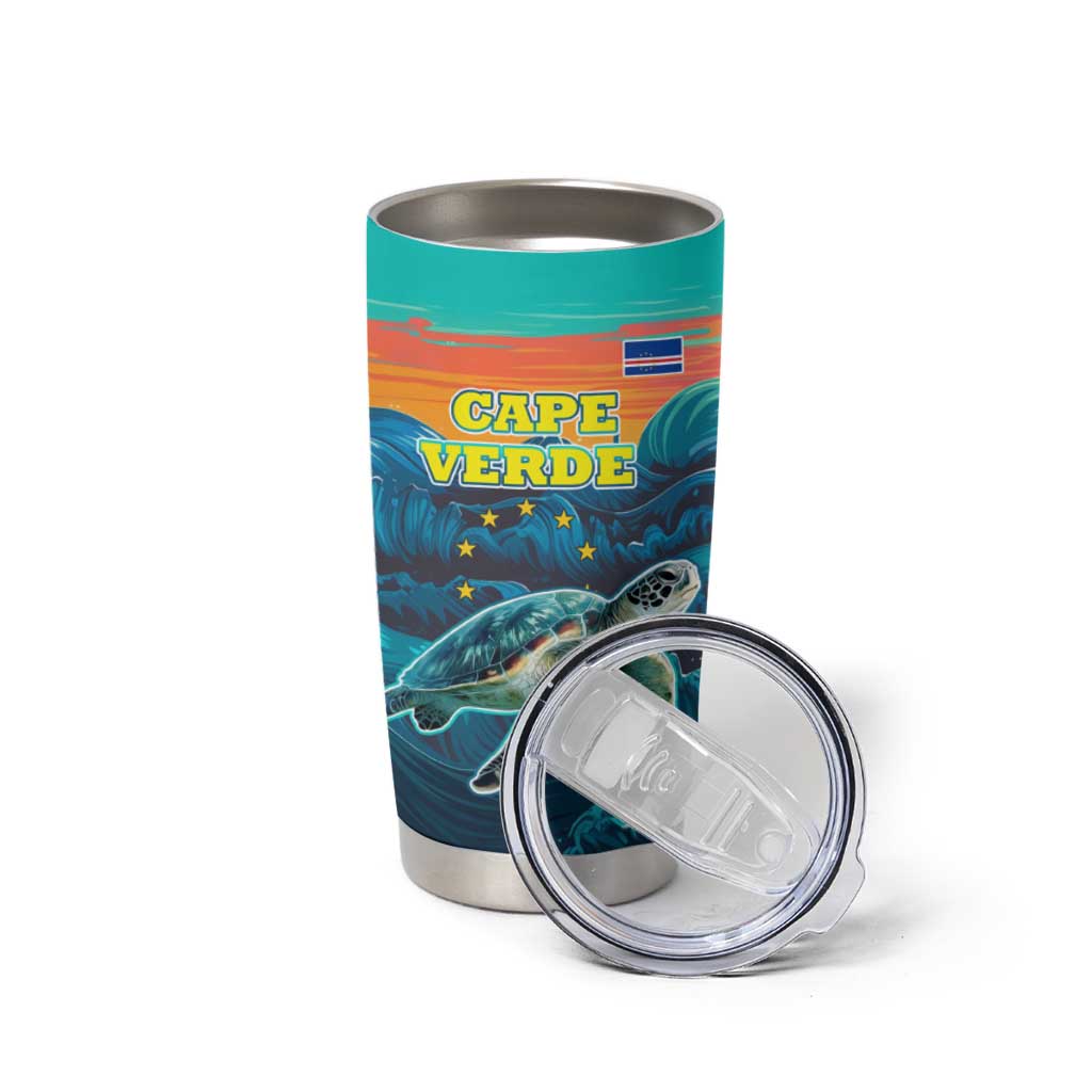 Cape Verde Tumbler Cup with Loggerhead Sea Turtle Ocean Sunset Spirit