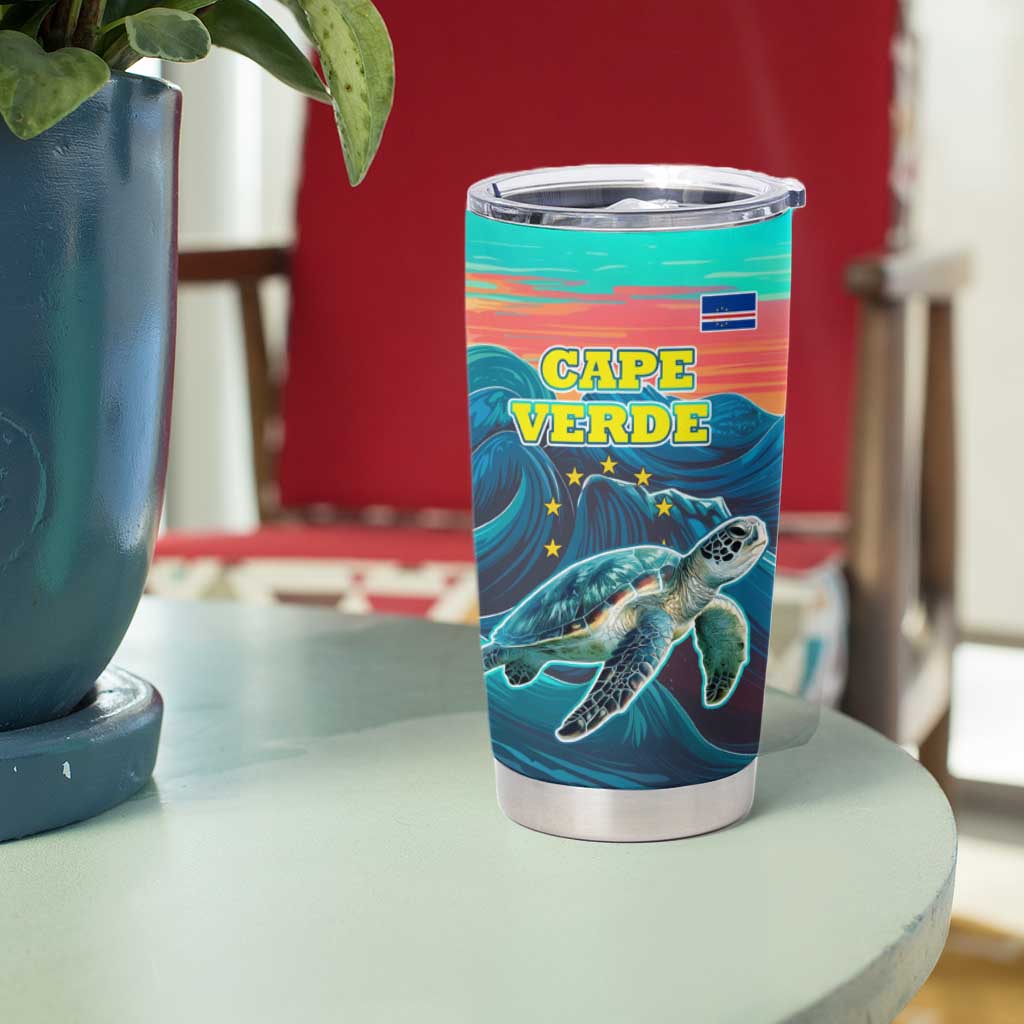 Cape Verde Tumbler Cup with Loggerhead Sea Turtle Ocean Sunset Spirit