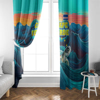 Cape Verde Window Curtain with Loggerhead Sea Turtle Ocean Sunset Spirit