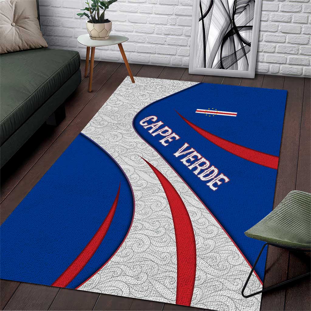Cape Verde Area Rug with Blue Red Flag Nós Kretxeu Spirit