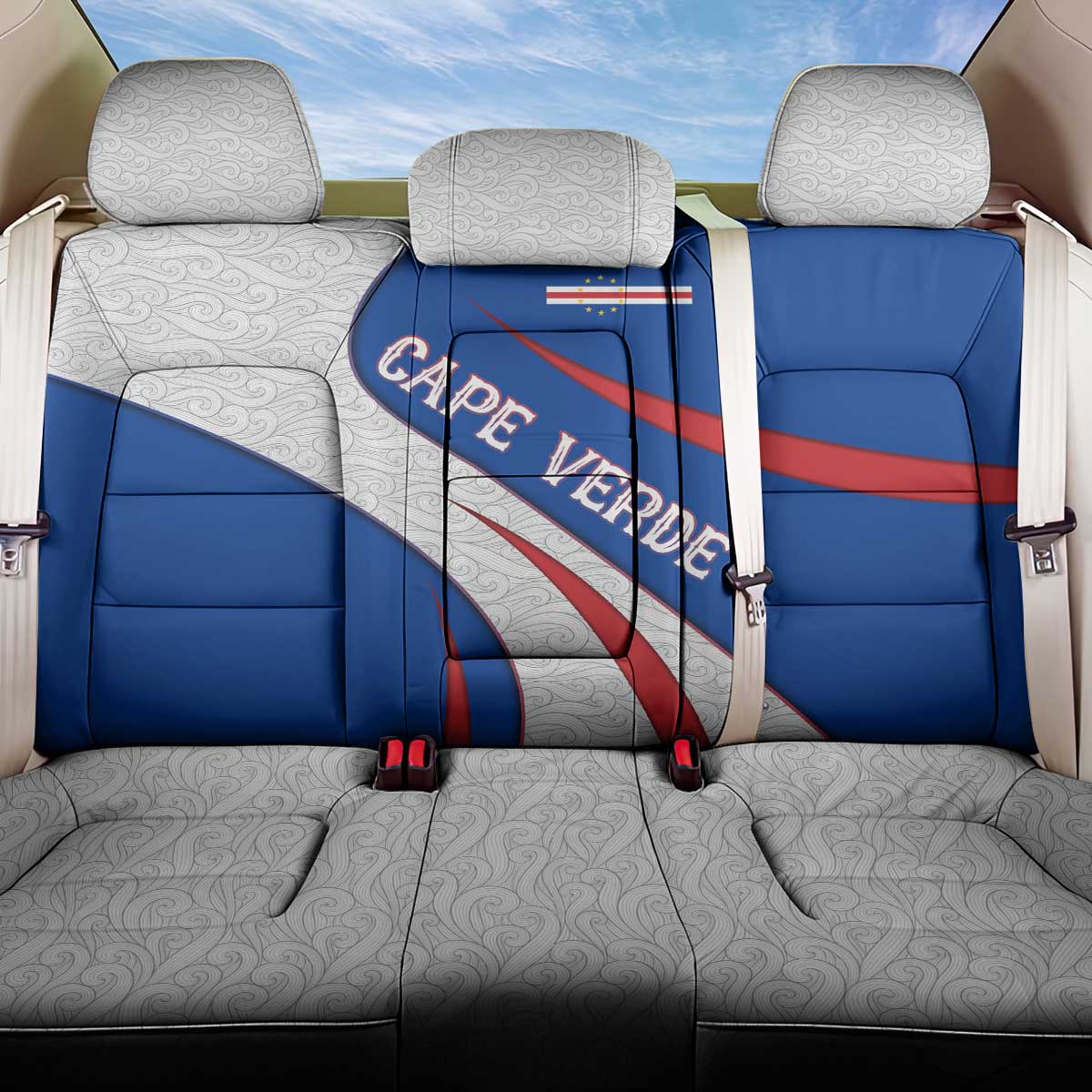 Cape Verde Back Car Seat Cover with Blue Red Flag Nós Kretxeu Spirit