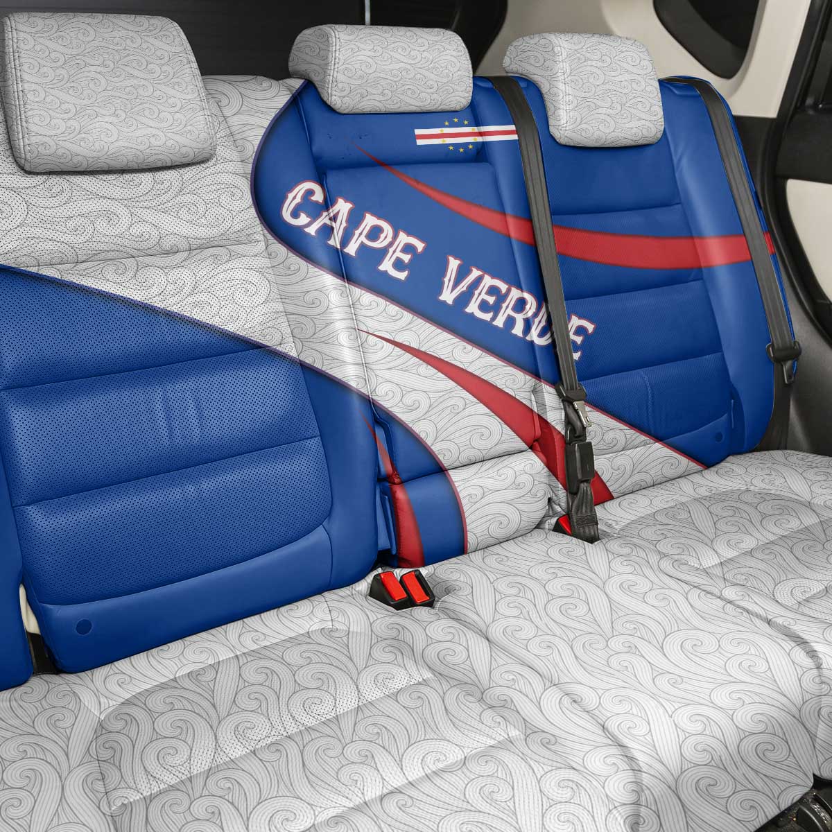 Cape Verde Back Car Seat Cover with Blue Red Flag Nós Kretxeu Spirit