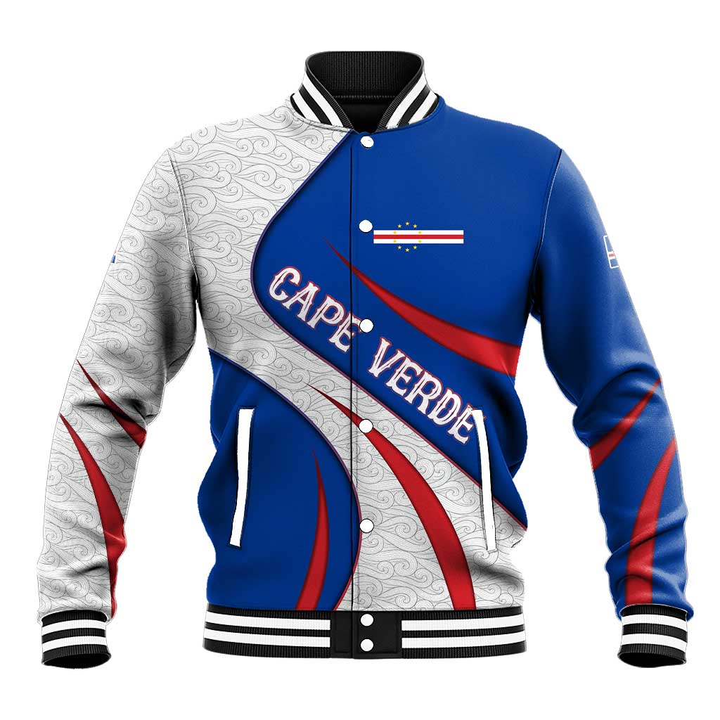 Cape Verde Baseball Jacket with Blue Red Flag Nós Kretxeu Spirit