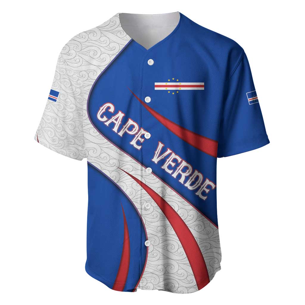 Cape Verde Baseball Jersey with Blue Red Flag Nós Kretxeu Spirit