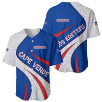 Cape Verde Baseball Jersey with Blue Red Flag Nós Kretxeu Spirit