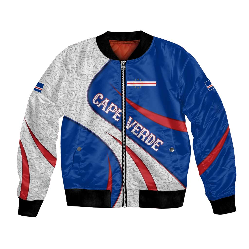 Cape Verde Bomber Jacket with Blue Red Flag Nós Kretxeu Spirit