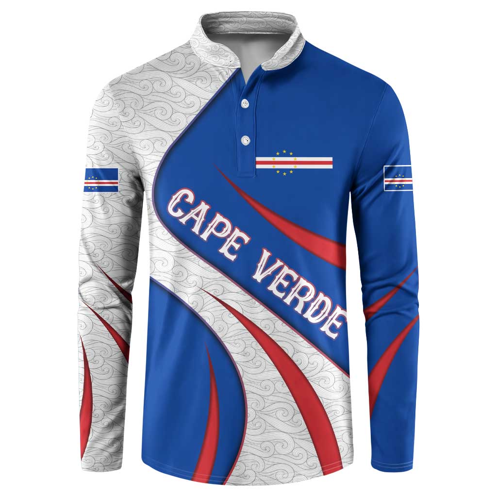 Cape Verde Button Sweatshirt with Blue Red Flag Nós Kretxeu Spirit