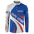 Cape Verde Button Sweatshirt with Blue Red Flag Nós Kretxeu Spirit
