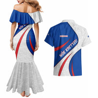 Cape Verde Couples Matching Mermaid Dress and Hawaiian Shirt with Blue Red Flag Nós Kretxeu Spirit