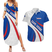 Cape Verde Couples Matching Summer Maxi Dress and Hawaiian Shirt with Blue Red Flag Nós Kretxeu Spirit