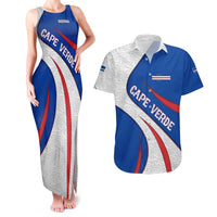 Cape Verde Couples Matching Tank Maxi Dress and Hawaiian Shirt with Blue Red Flag Nós Kretxeu Spirit