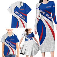Cape Verde Family Matching Long Sleeve Bodycon Dress and Hawaiian Shirt with Blue Red Flag Nós Kretxeu Spirit