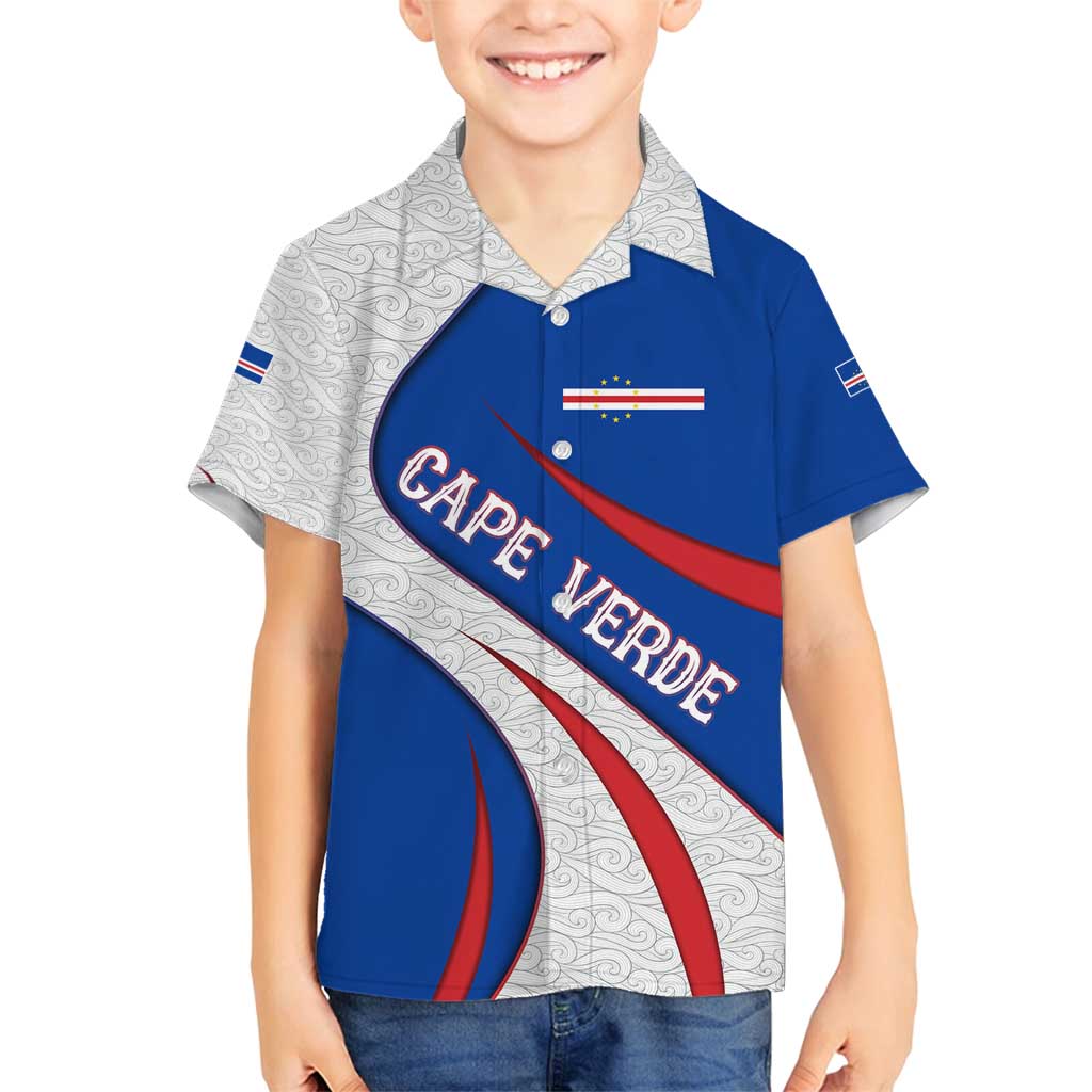 Cape Verde Family Matching Long Sleeve Bodycon Dress and Hawaiian Shirt with Blue Red Flag Nós Kretxeu Spirit