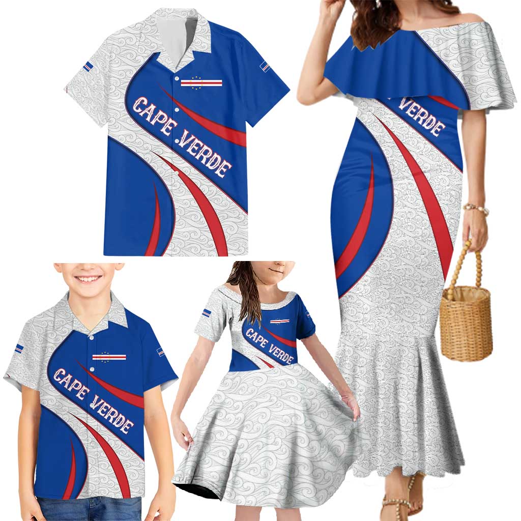 Cape Verde Family Matching Mermaid Dress and Hawaiian Shirt with Blue Red Flag Nós Kretxeu Spirit